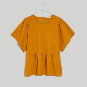 Madewell Pleated Flutter Sleeve Top